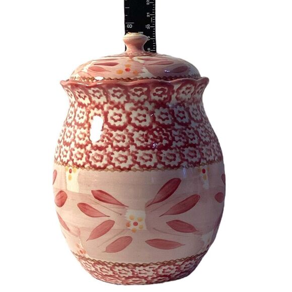 Temptations by Tara Cranberry Old World Canister Cookie Jar Sealed Lid 1.7 Qt - Picture 3 of 6